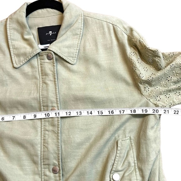 7 for All Mankind Embroidered Eyelet Sleeve Bomber Jacket - Picture 9 of 10